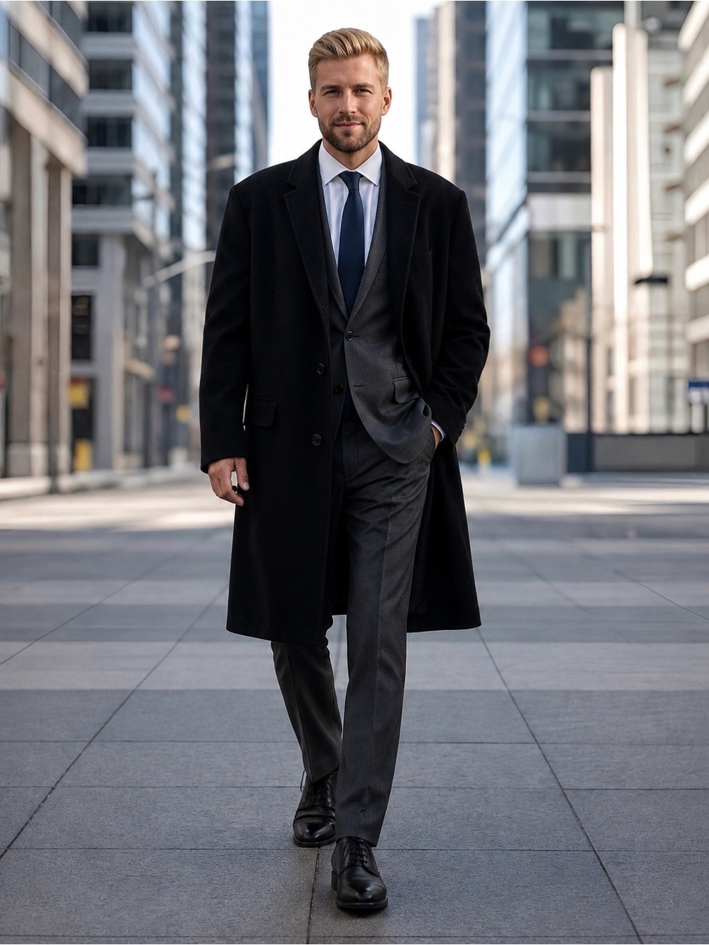 Joseph Abboud Wool Blend Overcoat 56R Black 3-Button Long Jacket Men’s Big& Tall